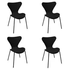 Cadeira Jacobsen Polipropileno Sala Jantar Base Preta Casa Apartamento Sala Cozinha Varanda Conforto