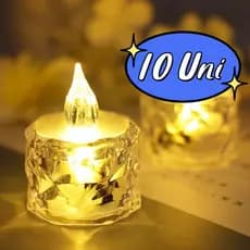 10  Conjuntos Mini Hengling Cristal Transparente Velas Luz Led Eletrônica Decorativa