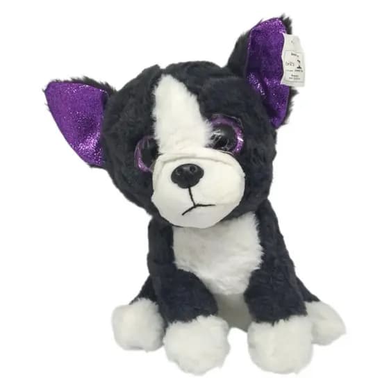 Cachorro de Pelúcia Preto com Orelha Roxa Br Machine