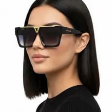 Óculos de Sol Máscara Feminino Preto Degradê com detalhe Dourado na armação /UV400 /Envio Imediato