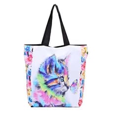 BOLSA TECIDO GATOS ECOBAG ECOLÓGICA LATERAL COLORIDA