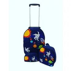 Kit Escolar Foguete Planetas Mochila com rodinhas Lancheira e Estojo