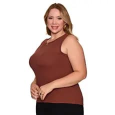 BLUSA REGATA PLUS SIZE BÁSICA NADADOR CANELADA