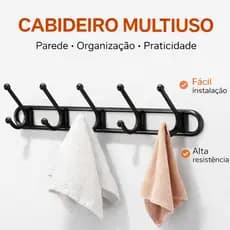 Cabideiro Multiuso 5 Ganchos Banheiro Porta Parede Cozinha Super Resistente