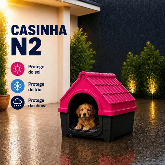 Casa Casinha Cachorro Plástica Desmontável N2 Porte Pequeno Com Proteção Raios UV Resistente Durável