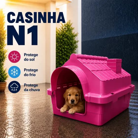 Casinha Cachorro Filhote Gato Pequeno N1 Casa Pet Com Proteção Raios UV Desmontável