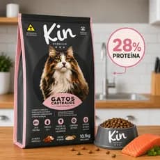 Ração Kin Premium Gatos Castrados 10,1kg 28% Proteína Completa Com Ômega 3 e 6 (1 ou 2 Unidades)