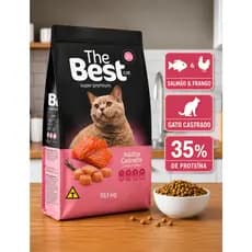 Ração Premium Gatos Adultos Castrados The Best Cat 10,1kg Salmão Frango  Controle Peso Urinário