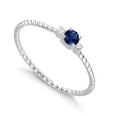 Anel prata 925 legítima com zircônia azul