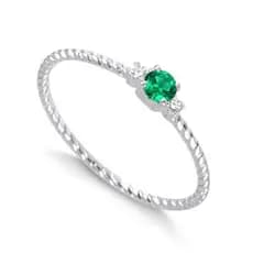 Anel Prata 925 Feminino Com Zircônia Verde Esmeralda Delicado Formatura Presente