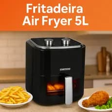 Fritadeira Elétrica Panela Air Fryer 5L 1350W Sem Óleo com Luz LED e Cesto Antiaderente – Preta 220V Startools