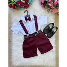 Conjunto Miss Cherry Meninos Social Shorts Ravi Infantil Branco Preto Azul Marsala Cinza Pajem Casamento Batizado