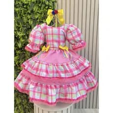 Vestido Infantil Junino Colorido Florido Arraia São João caipira festa julino Luxo
