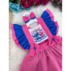 Romper/Vestido Princesa Belli Temático Stitch e Angel