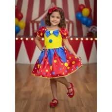 Vestido Infantil Colorida Palhacinha Festas Fantasia Palhaço Palhacinha Circo