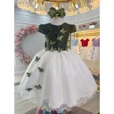 Vestido Infantil Bordado Borboletas Dama Festa Luxo Jardim Encantado Jardim das Borboletas