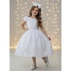 Vestido Infantil Branco Luxo Batizado Damas Casamento Festa Ano Novo