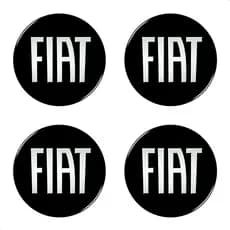 Kit 4 Emblema Adesivo Resinado Calota Fiat Preto 48mm