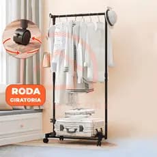Cabideiro Arara Para Roupas Varios Tamanhos Altura Ajust. C/ Sapateira COM RODINHA