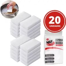Kit Esponja Bucha Mágica Branca Grande Tira Manchas Max Clean Clink