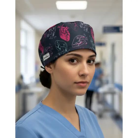 Gorro Cirúrgico Hospitalar Medicina Corações Anatômicos