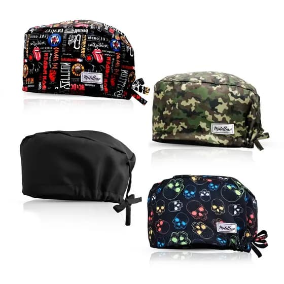 Matellassê - Kit com 4 Toucas Cirúrgicas Masculinas de tecido não descartável Profissional Uniforme