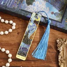 Marca Página Metal Decorativo Com Tassel Arte Clássica - Ideal para Livros, Estudos e Presente