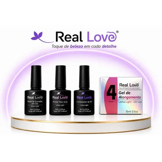 Kit Blindagem e Modelagem de Unhas Real Love Linha Light 15ml Sculping Gel UV LED
