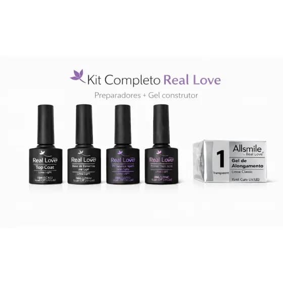 Kit Completo Real Love para Alongamento de Unhas | Primer + PH + Base + Top + Gel