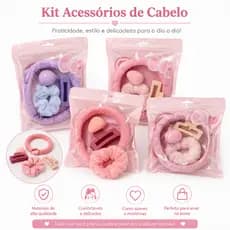 Kit Faixa De Cabelo Skincare Headband Nuvem + Esponja + Presilha + Scrunchie