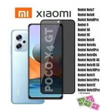 Película  REDMI NOTE Privacidade de Vidro 3D Privativa Anti-Espião Todos Modelos Note 7/8/9s/9 pro/10/9A/9C/9T/11/12/13