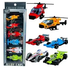 Kit Fórmula 1 Miniatura Carrinhos De Ferro Com Helicóptero Brinquedo Carrinho