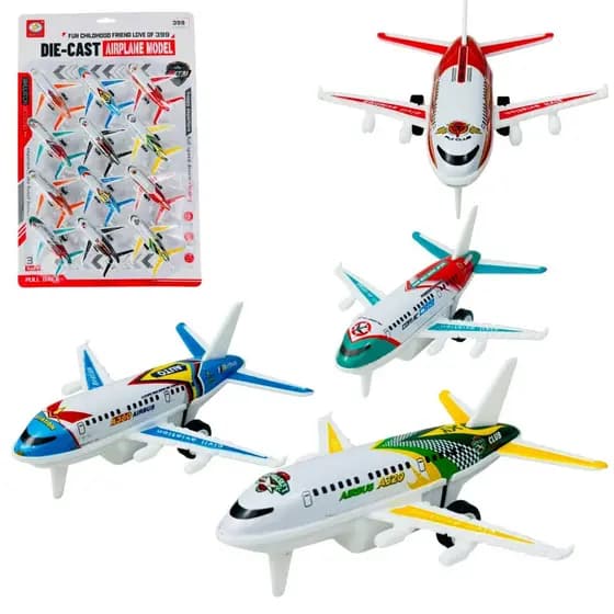Kit 12 Avião De Ferro E Fricção A380 Comercial Brinquedo Infantil Para Criança