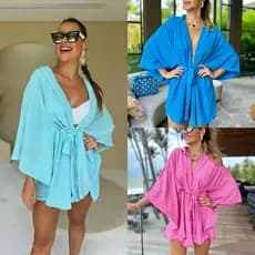 SAÍDA DE PRAIA CURTA VESTIDO FASHION