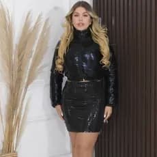 jaqueta cropped feminina puffer casaco bobojaco com ziper inverno 2026