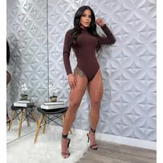 body gola alta con decote nas costas manga longa femenina
