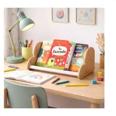 Nicho Organizador porta livro de mesa infantil coração rosa cinza