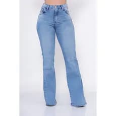 Calça Jeans Feminina Flare Hot Pants Modeladora Boca Perna Larga Sino Bailarina