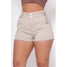 Short Confort Sarja Bege Básico Leve Moda Verão Praia Fashion Curto Destroyd Bolso
