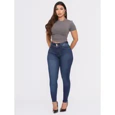 Calça Jeans Feminina Cigarrete Hot Pants Elastano Cintura Alta Detalhe Barra