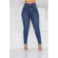 Calça Jeans Feminina Skinny Cintura Alta Levanta Bumbum Modeladora Skinny Colada Básica