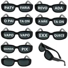 10 Oculos De Festa Escuros Retro P/ Com Frases Sortidas