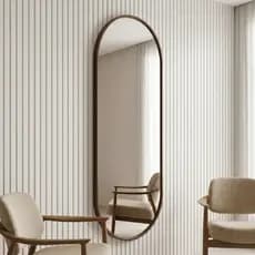 Espelho Lopazzi Oval Grande Corpo Inteiro 170x70cm Com Moldura Alumínio Para Quarto Sala Decorativo