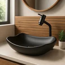 KIT COMPLETO ABAULADA FOSCA BANHEIRO E LAVABO 45cm- MODELO DE APOIO INCLUSO TORNEIRA E VÁLVULA CLICK