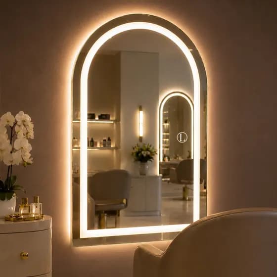 Espelho Lopazz Oval Jateado 3 Cores De Led Botão Touch 90x60cm para Lavabo,Penteadeira,Salão e Banheiros