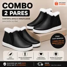 Kit 2 Pares Bota Feminina De Pelúcia Inverno Casual Confortável 34 ao 39