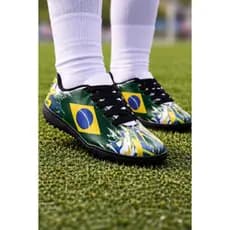 Tênis Chuteira Infantil Brasil Bandeira Society E Futsal Escolar Meninos Lançamento Copa 2026