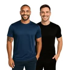 Kit 2 Camisetas Poliéster DryFit Masculina Lisa Academia Corrida Casual Esportes Confortável