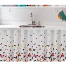 Cortina De Pia Cozinha Tecido Estampado 2,80m x 0,80cm Bem Franzida varão passante