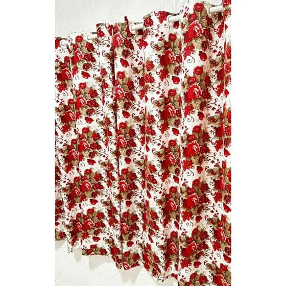 CORTINA PARA QUARTO OU COZINHA FLOR VERMELHA 2,00X1,30 TODA ESTAMPADA